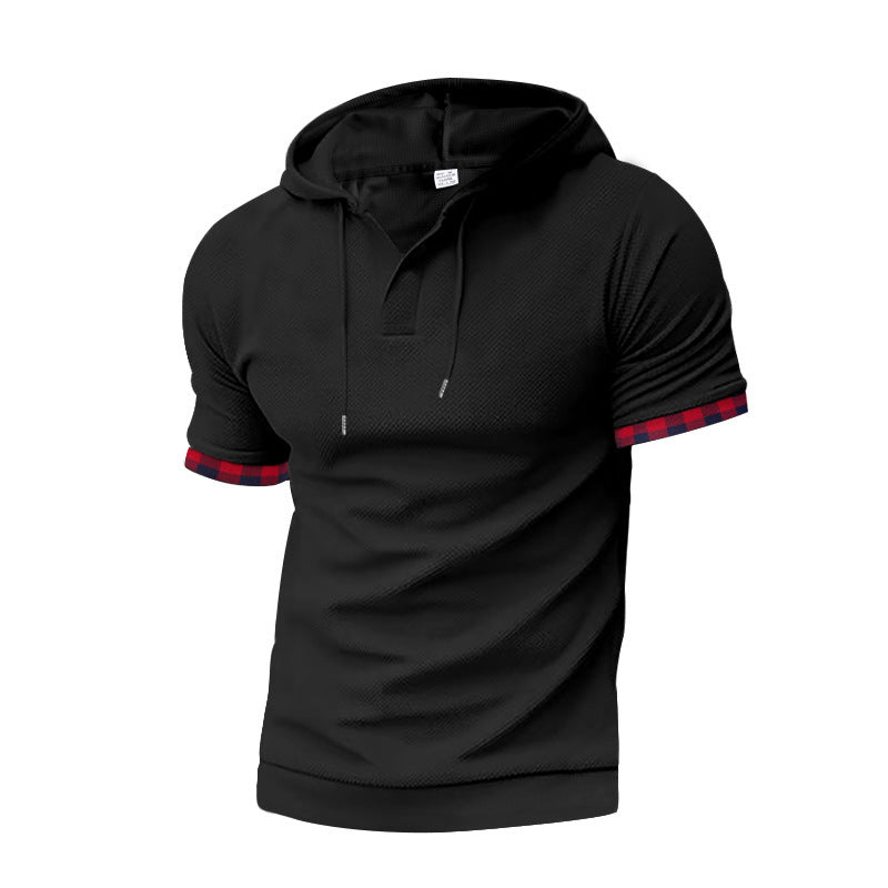 Herren sportliches Kapuzenshirt mit Kurzarm und strukturiertem Design Aliams