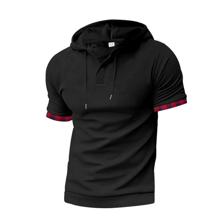 Herren sportliches Kapuzenshirt mit Kurzarm und strukturiertem Design Aliams