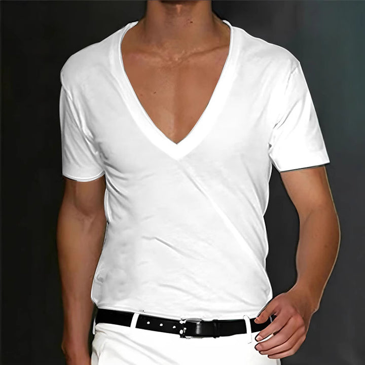 Herren V-Ausschnitt T-Shirt mit figurschmeichelndem Schnitt und hochwertigen Stoffen Aliams