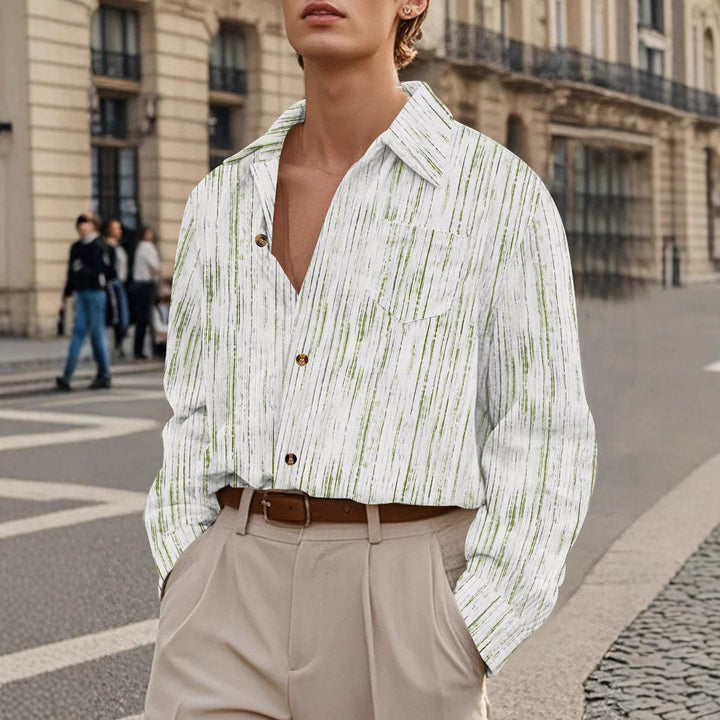 Herren Elegantes Langarmhemd mit raffinierten Strukturdetails Aliams