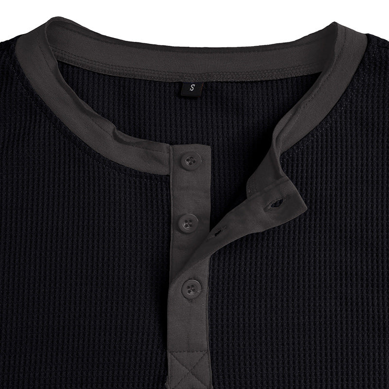 Herren Kurzarm-Henley-Shirt mit kontrastierenden Designelementen Aliams