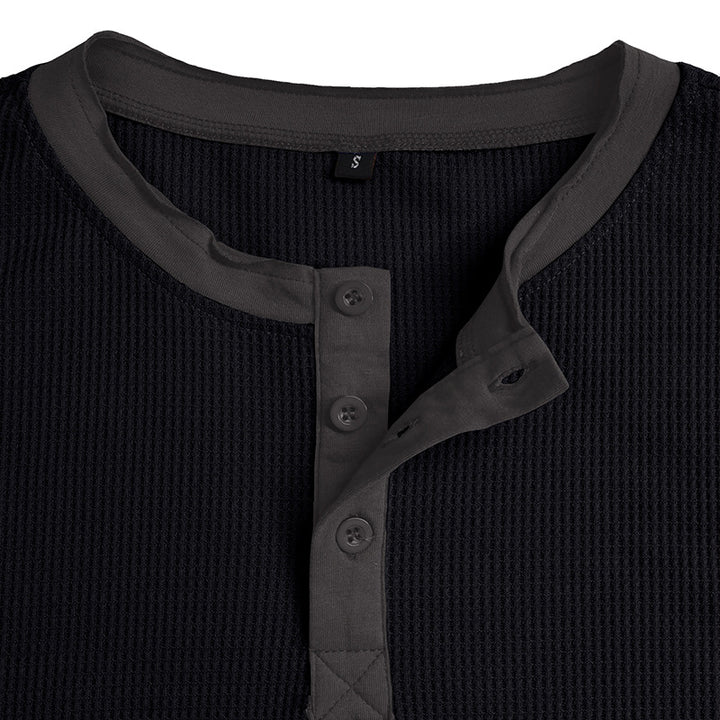 Herren Kurzarm-Henley-Shirt mit kontrastierenden Designelementen Aliams