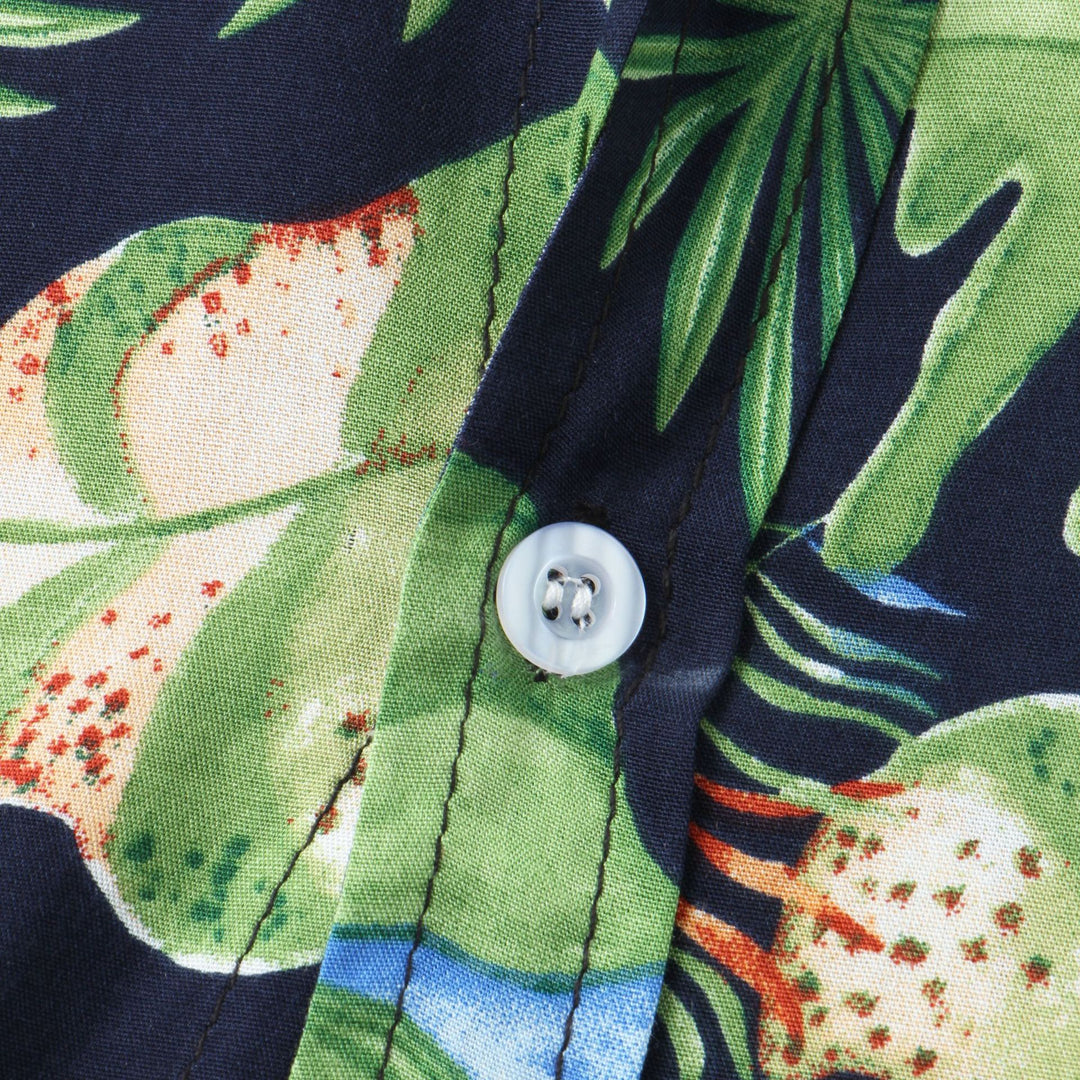 Herren Kurzarmhemd mit botanischem Motiven und luftiger Passform Aliams