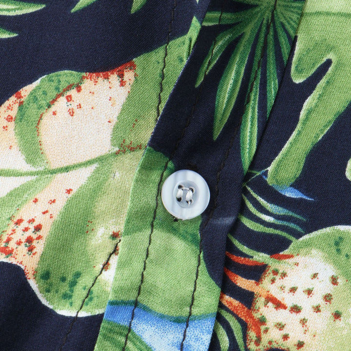 Herren Kurzarmhemd mit botanischem Motiven und luftiger Passform Aliams