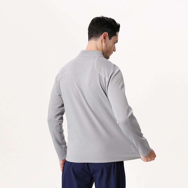 Herren Langarm Funktionsshirt mit kurzer Reißverschlussöffnung Aliams