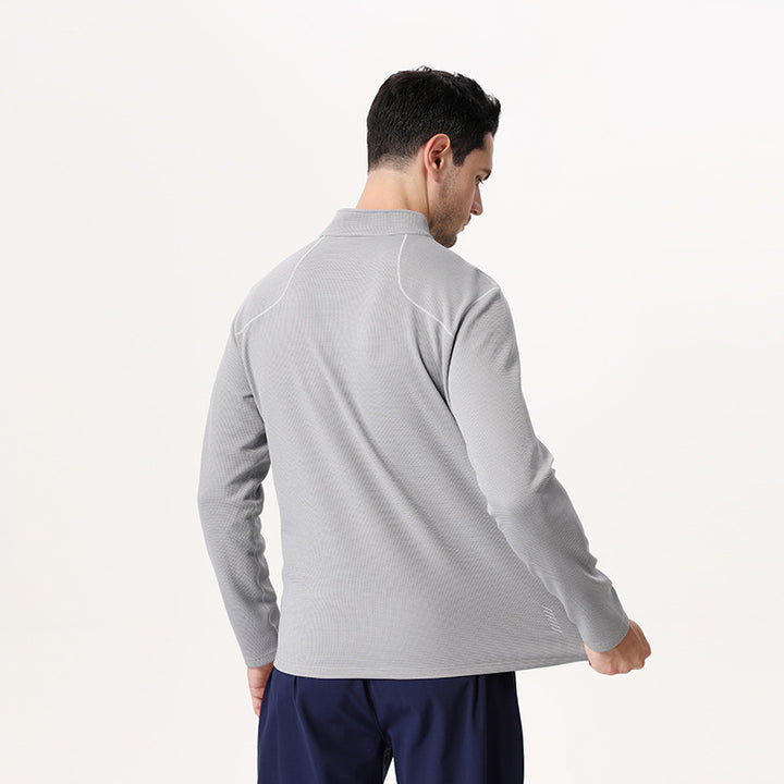 Herren Langarm Funktionsshirt mit kurzer Reißverschlussöffnung Aliams