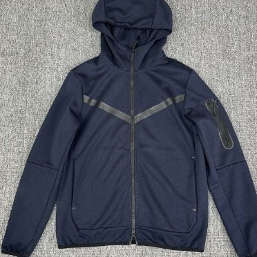 Herren sportliche Fleecejacke mit verstellbarem Kapuzenkragen und funktionalen Reißverschlusstaschen Aliams