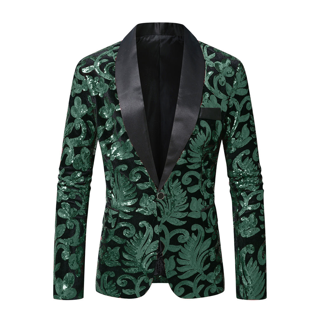 Herren glamouröser Pailletten-Blazer mit floralem Design und elegantem Schnitt Aliams