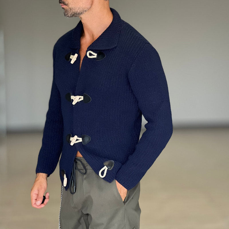 Herren Grob gestrickte Zip-Jacke mit seitlichen Eingrifftaschen und Stehkragen Aliams