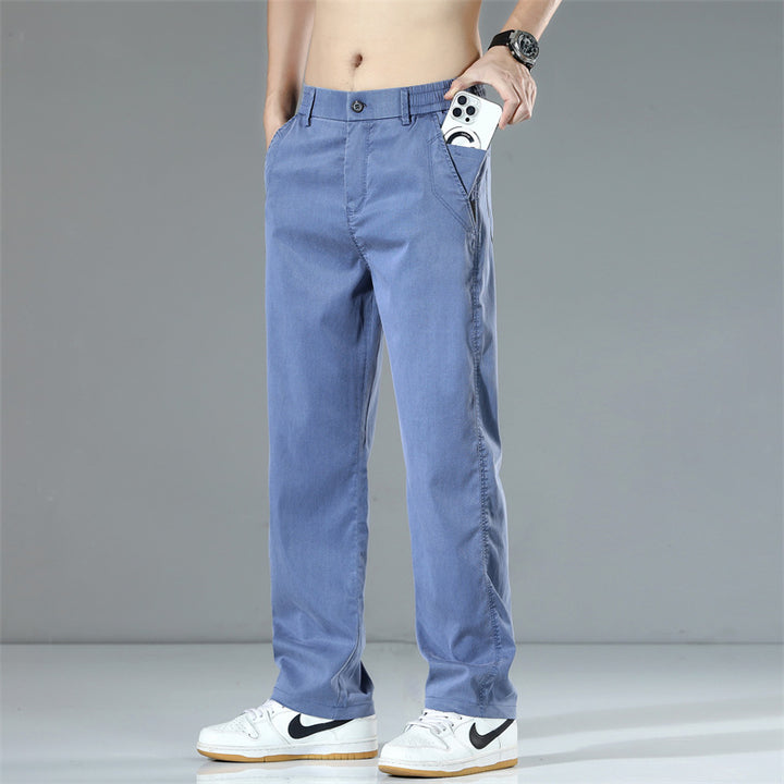 Herren Bequeme Chino-Hose mit elastischem Bund und praktischen Seitentaschen Aliams