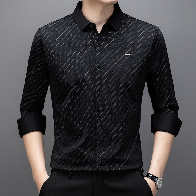 Herren elegantes Langarmhemd mit modernem Streifenmuster Aliams