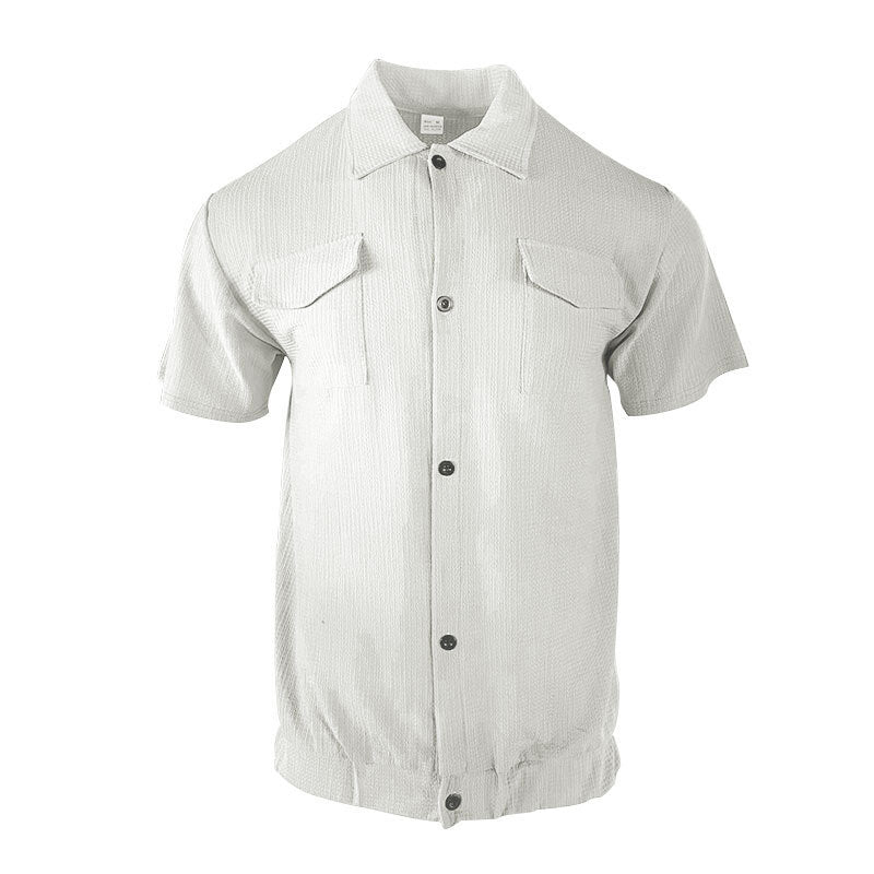 Herren Kurzarm-Hemd mit strukturiertem Stoff und zwei Brusttaschen Aliams