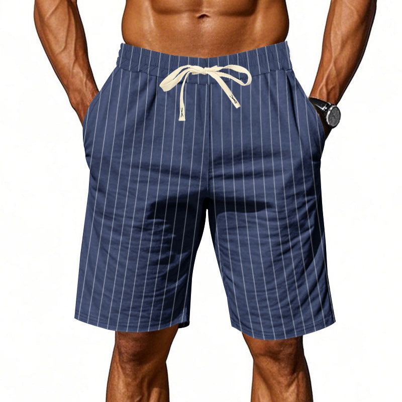 Herren Strandshorts mit vertikalem Streifenmuster und elastischem Kordelzug Aliams