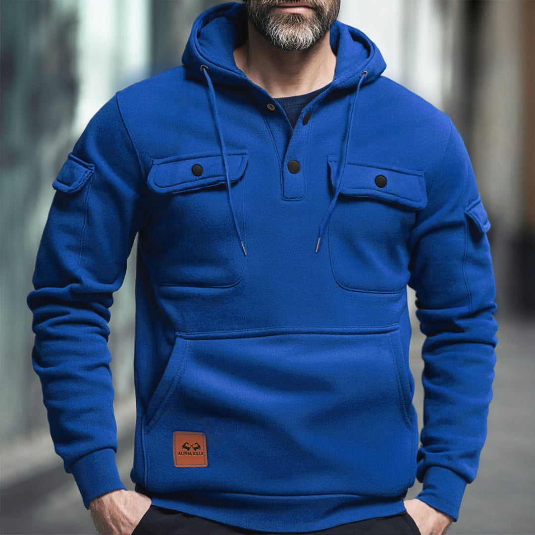 Herren Fleece-Hoodie mit praktischen Brusttaschen Aliams