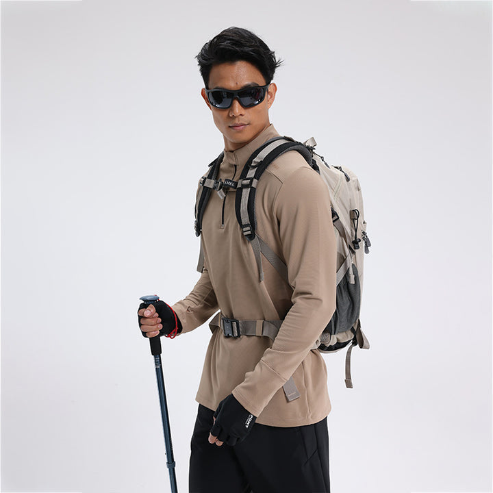 Herren atmungsaktives Langarm Funktionsshirt mit Stehkragen Aliams