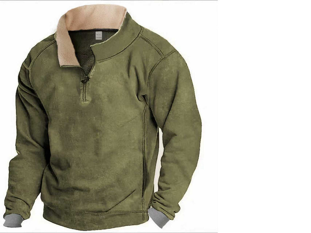 Herren Fleece-Pullover mit Stehkragen und praktischer Reißverschlussöffnung Aliams