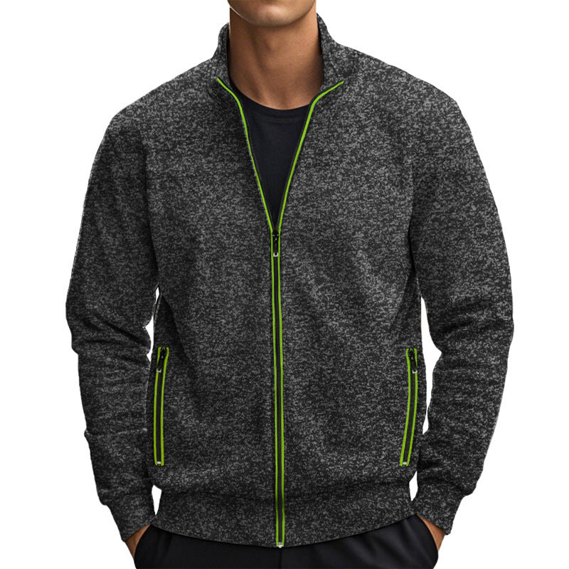 Herren sportliche Fleecejacke mit hohem Kragen und praktischen Taschen Aliams