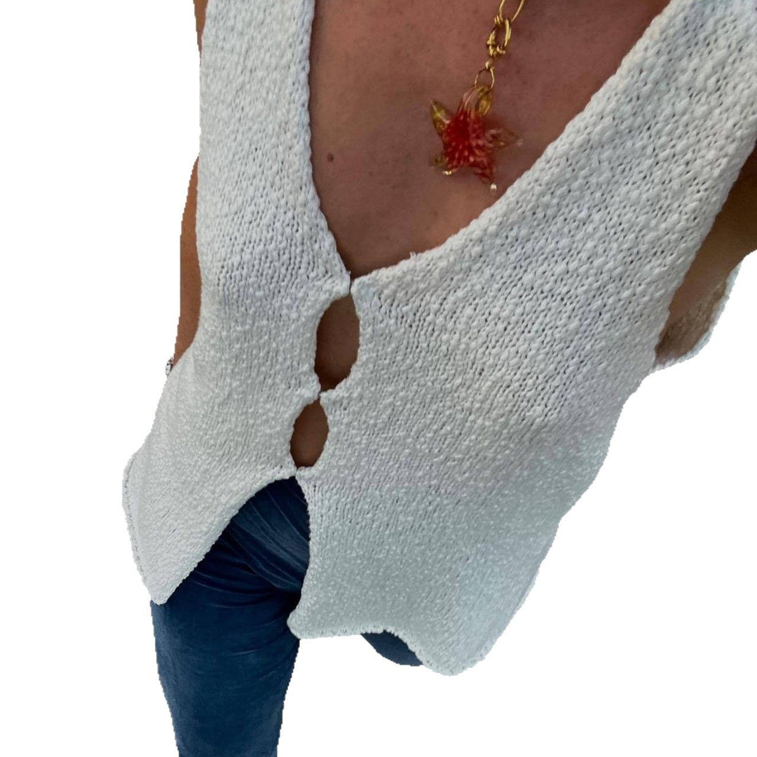 Damen ärmellose Strickweste Aliams