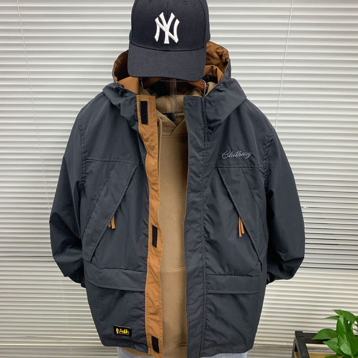 Herren funktionale Outdoor-Jacke mit praktischen Taschen und verstellbarem Bund Aliams