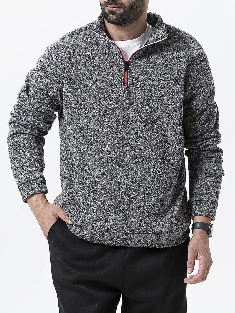 Herren Fleece-Pullover mit halbem Reißverschluss und strukturiertem Design Aliams
