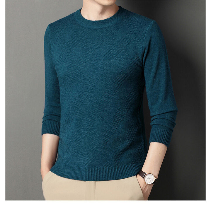 Herren edler Rundhalspullover mit strukturiertem Design Aliams
