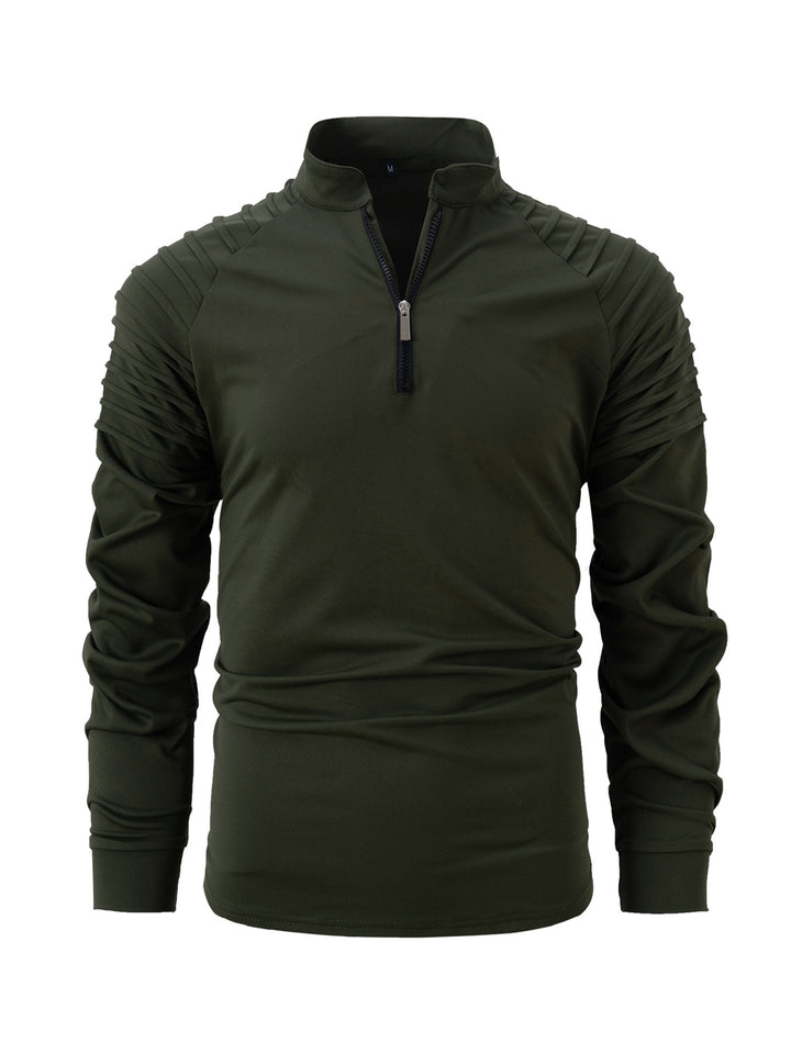 Herren Sportliches Langarmshirt mit Reißverschluss und Rippdetails Aliams