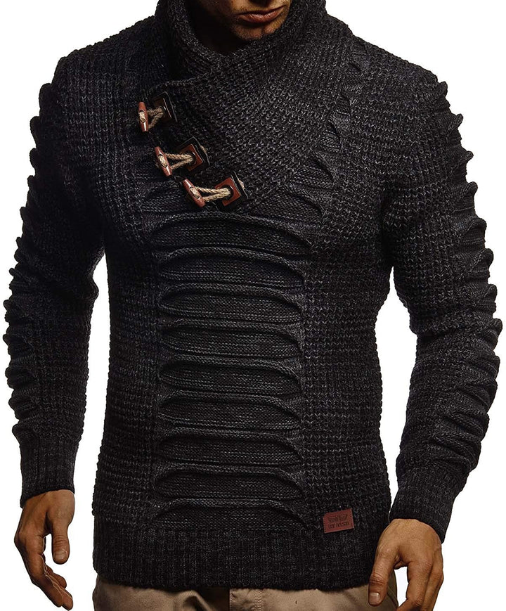 Herren Grobstrickpullover mit innovativem Schalkragen und rustikalem Design Aliams