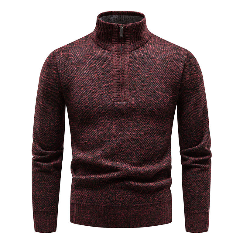 Herren Strickpullover mit hohem Kragen und Reißverschluss Aliams