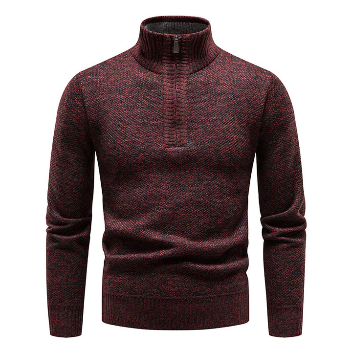 Herren Strickpullover mit hohem Kragen und Reißverschluss Aliams