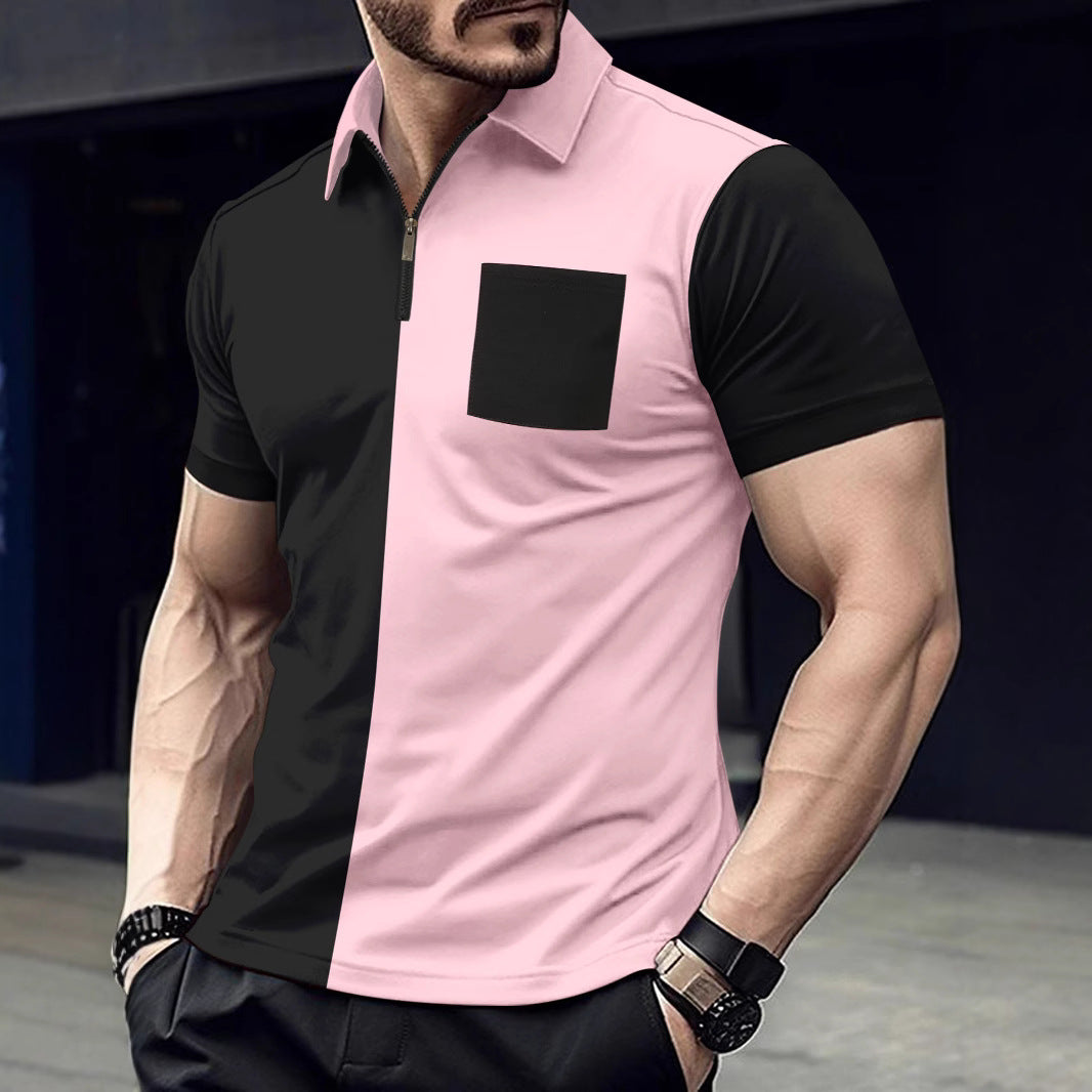 Herren sportliches Kurzarm-Oberteil mit Reißverschluss und stylishem Design Aliams