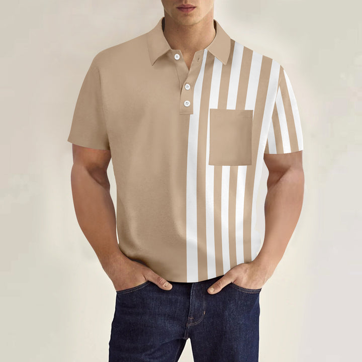 Herren Casual Poloshirt mit Farbverlauf und Brusttasche Aliams