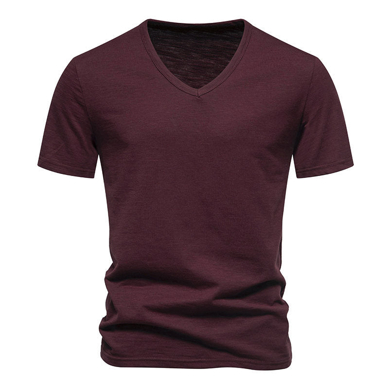 Herren V-Ausschnitt T-Shirt aus atmungsaktiver Baumwolle mit komfortablem Sitz Aliams