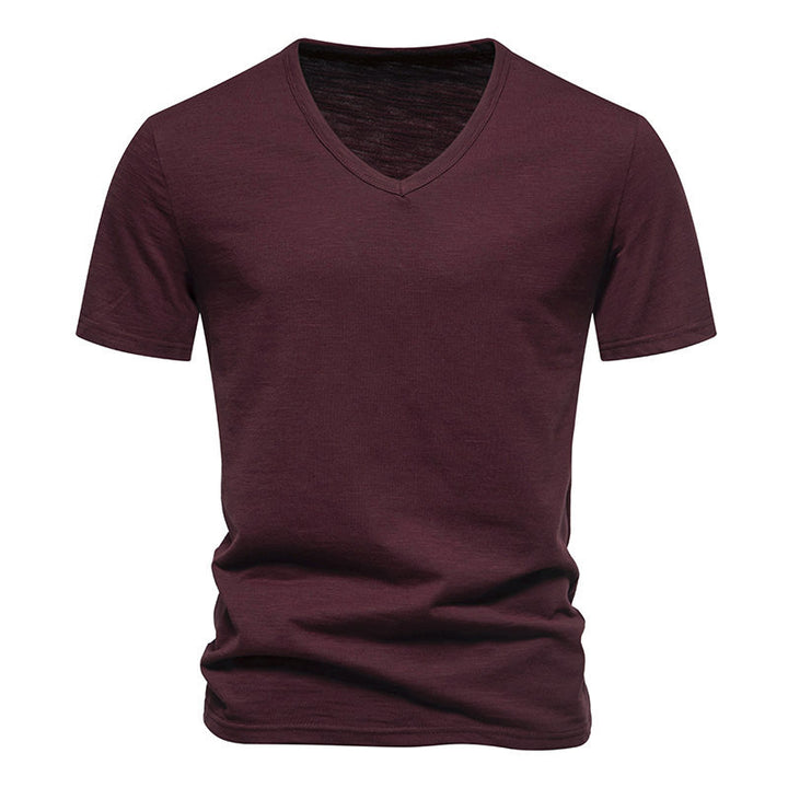 Herren V-Ausschnitt T-Shirt aus atmungsaktiver Baumwolle mit komfortablem Sitz Aliams