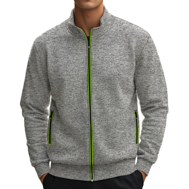 Herren sportlicher Fleece-Jacke mit funktionalen Reißverschlusstaschen Aliams