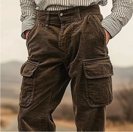 Herren Cargo-Hose mit praktischem Taschen-Design aus weichem Cordmaterial Aliams