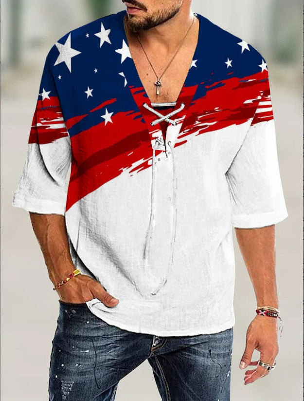 Herren grafisches Shirt mit modernem Schnürdesign Aliams