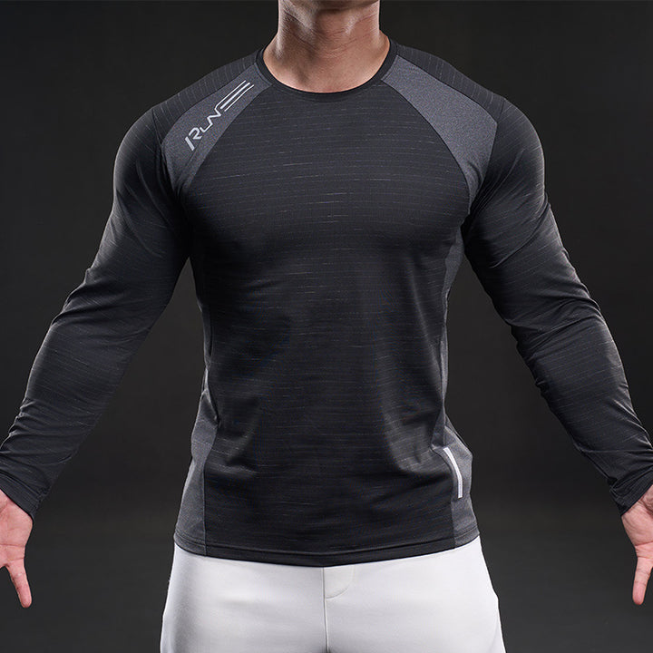 Herren Sportliches Langarmshirt mit atmungsaktivem Mesh-Einsatz Aliams