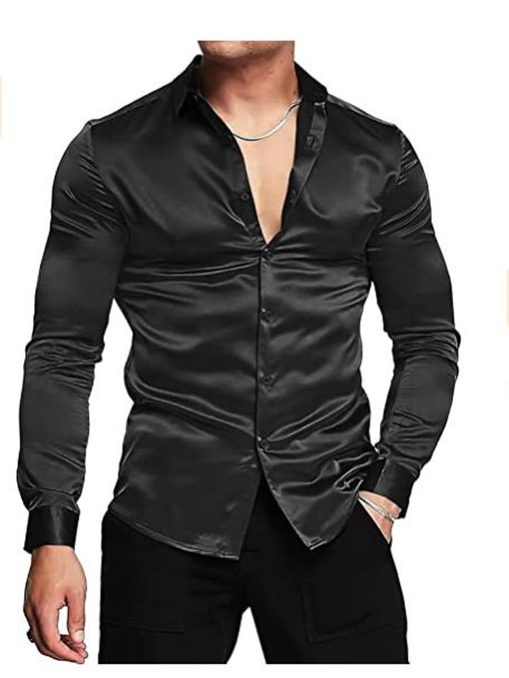 Herren Elegantes Satin Hemd Aliams