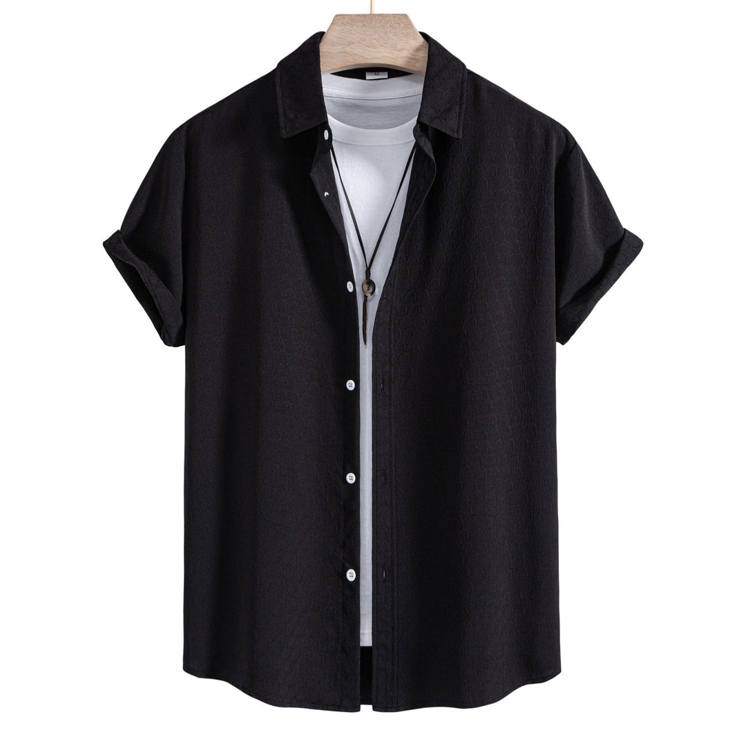 Herren Kurzarmhemd aus atmungsaktiver, strukturierter Baumwolle mit modernem Schnitt Aliams