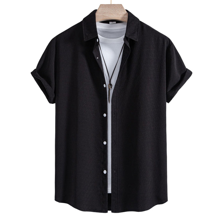 Herren Kurzarmhemd aus atmungsaktiver, strukturierter Baumwolle mit modernem Schnitt Aliams