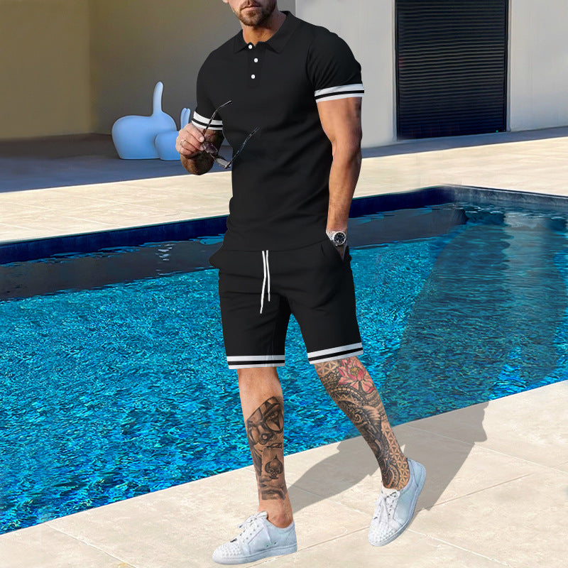 Herren Poloshirt und Shorts-Set mit sportlichen Akzenten Aliams