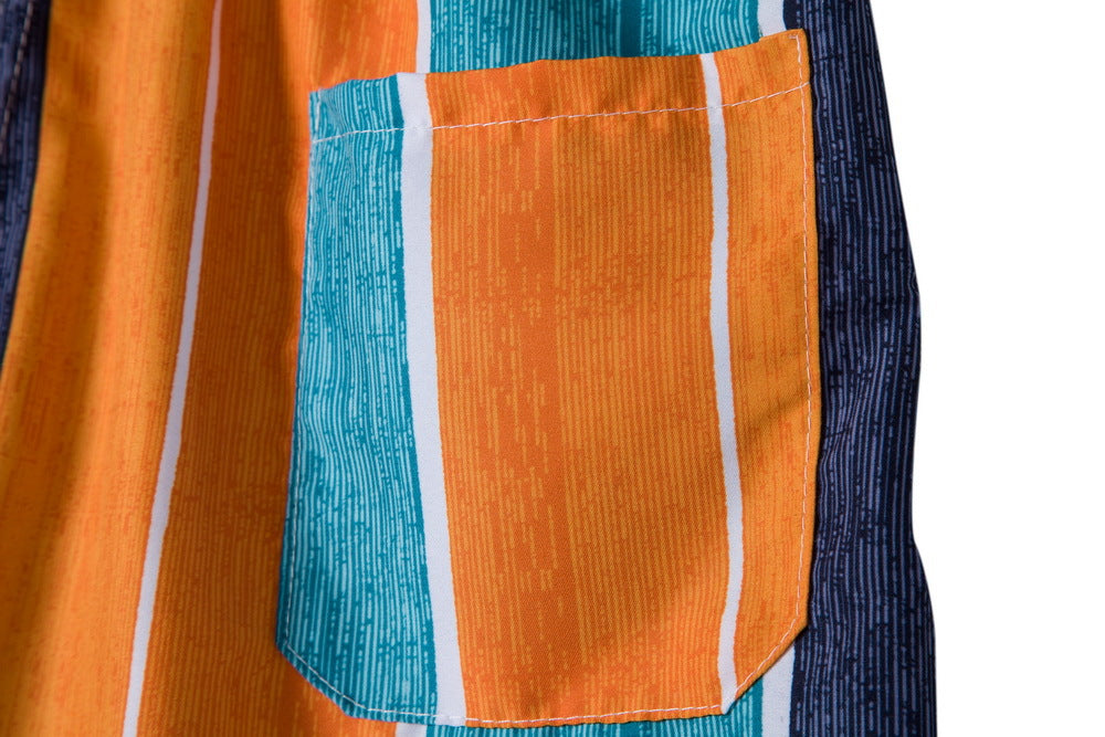 Herren Bunte Strandshorts mit elastischem Bund und Schnürung Aliams