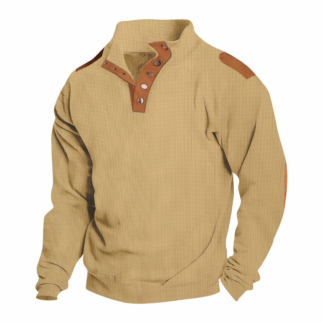 Herren Pullover mit Stehkragen und dekorativen Knopfdetails Aliams