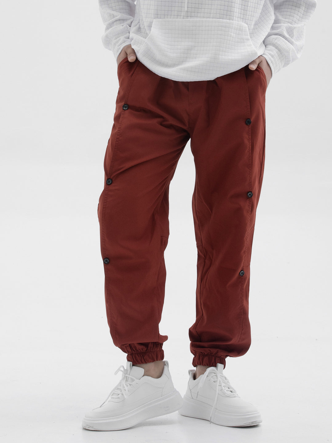 Herren Stylische Cargo-Hose mit praktischen Knöpfen und elastischem Bund Aliams