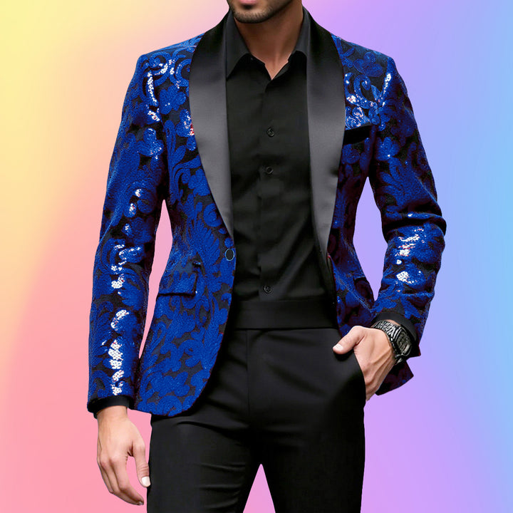 Herren festlicher Glitzerblazer mit klassischem Schnitt Aliams