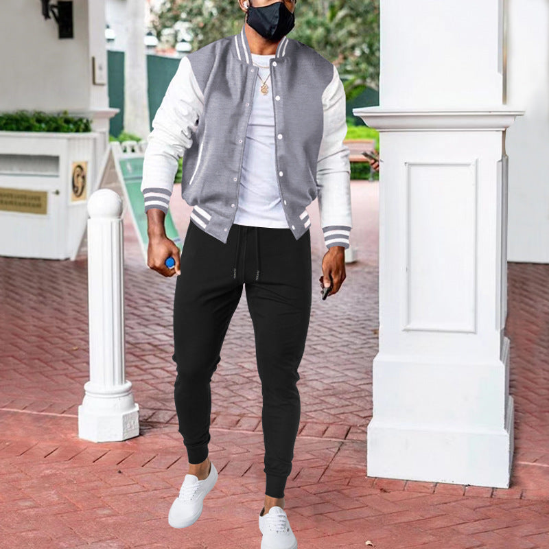 Herren trendige Collegejacke mit elastischen Bündchen und praktischen Taschen Aliams