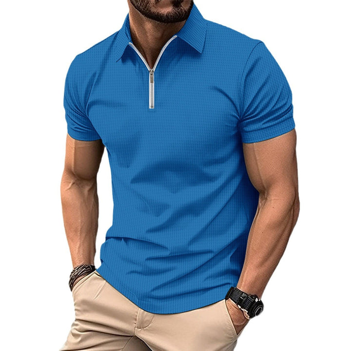 Herren Kurzarm Poloshirt mit Reißverschluss und strukturiertem Design Aliams