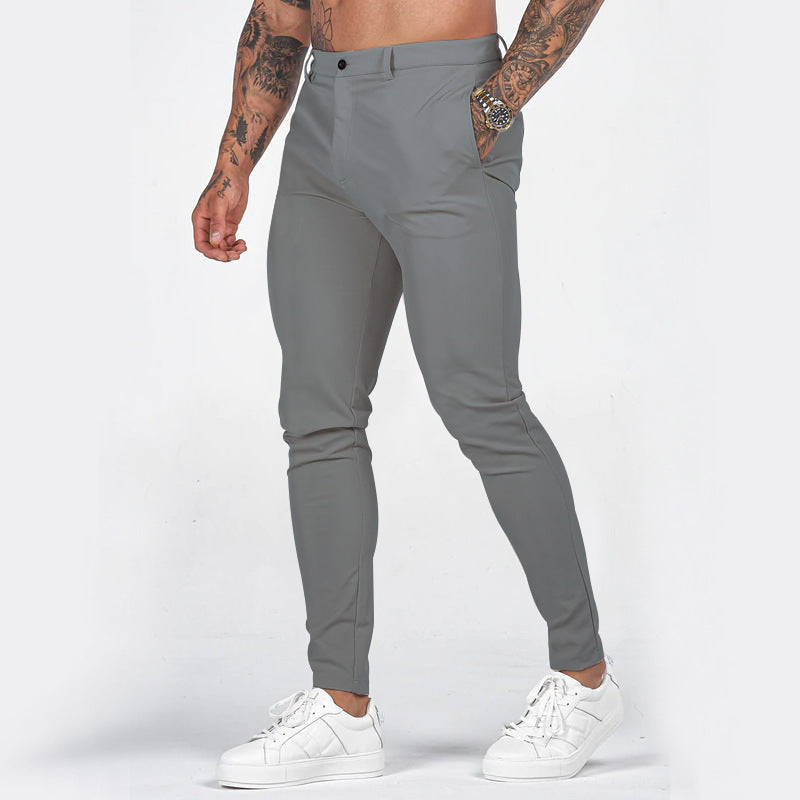 Herren schmal geschnittene Anzughose mit hochwertigem Stretchmaterial und praktischen Taschen Aliams