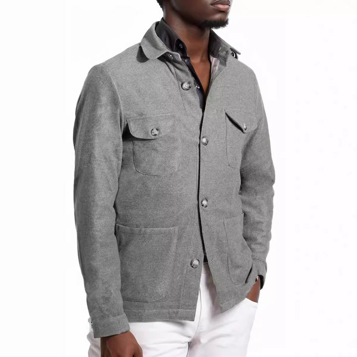Herren urbane Textiljacke mit doppeltem Kragen und praktischen Taschen Aliams