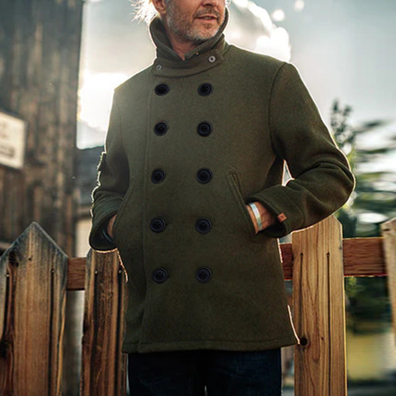 Herren eleganter Mantel mit doppelter Knopfleiste Aliams